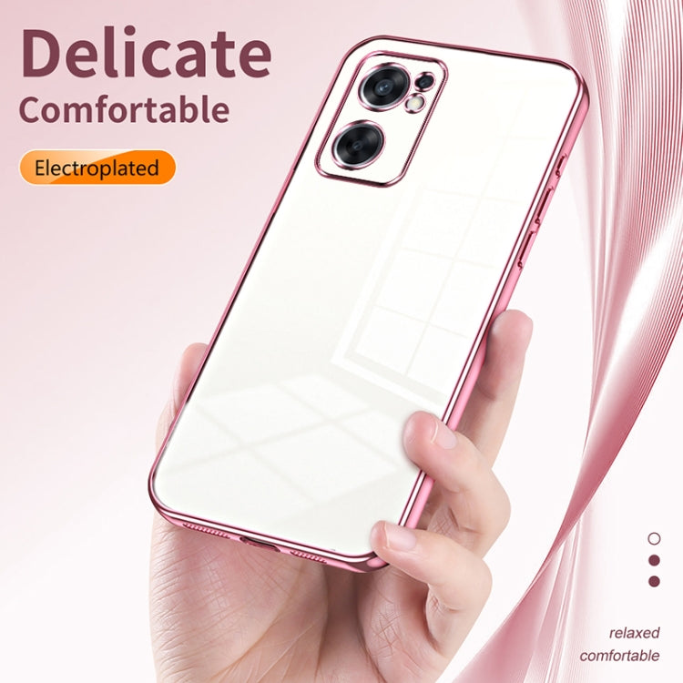 For OPPO Reno7 SE Transparent Plating Fine Hole Phone Case(Green) - OPPO Cases by buy2fix | Online Shopping UK | buy2fix