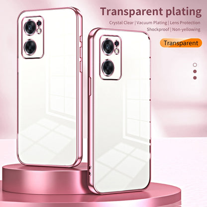 For OPPO Reno7 SE Transparent Plating Fine Hole Phone Case(Silver) - OPPO Cases by buy2fix | Online Shopping UK | buy2fix