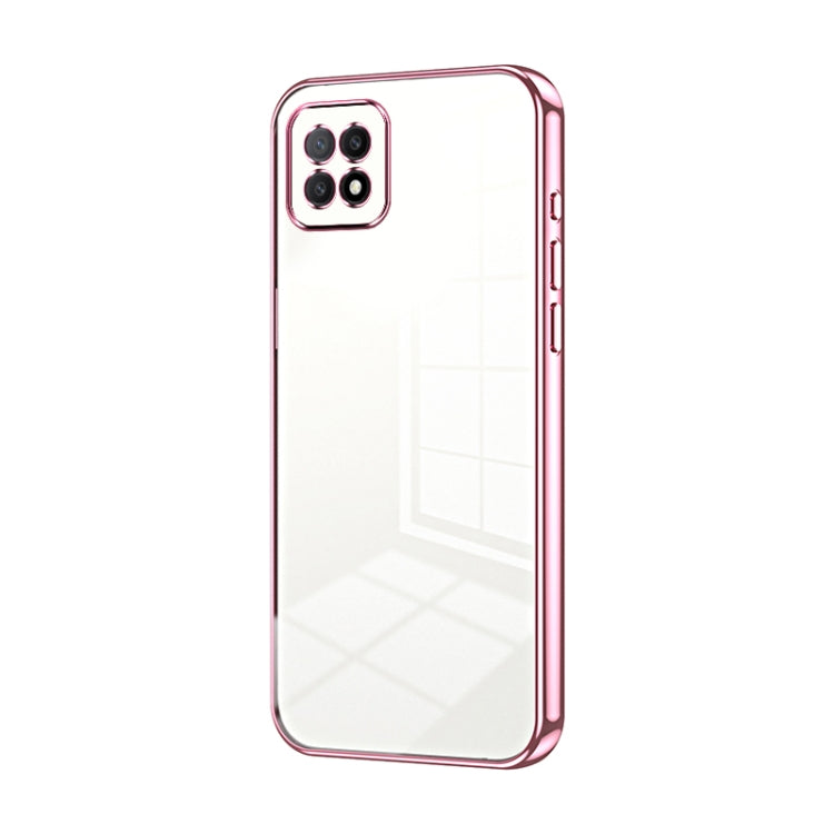 For OPPO A72 5G / A73 5G Transparent Plating Fine Hole Phone Case(Pink) - OPPO Cases by buy2fix | Online Shopping UK | buy2fix