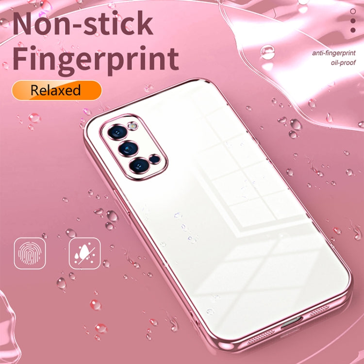 For OPPO Reno4 Pro Transparent Plating Fine Hole Phone Case(Blue) - OPPO Cases by buy2fix | Online Shopping UK | buy2fix