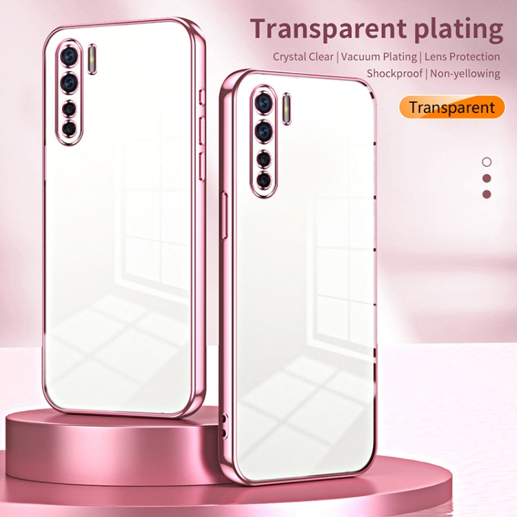 For OPPO Reno3 4G / F15 / A91 Transparent Plating Fine Hole Phone Case(Purple) - OPPO Cases by buy2fix | Online Shopping UK | buy2fix