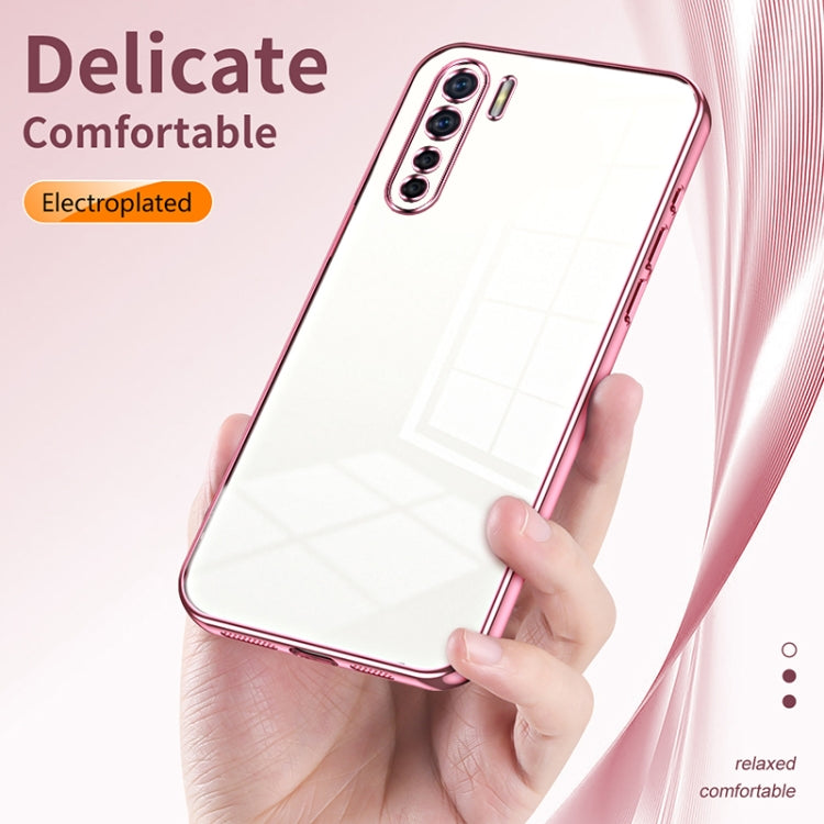 For OPPO Reno3 4G / F15 / A91 Transparent Plating Fine Hole Phone Case(Purple) - OPPO Cases by buy2fix | Online Shopping UK | buy2fix