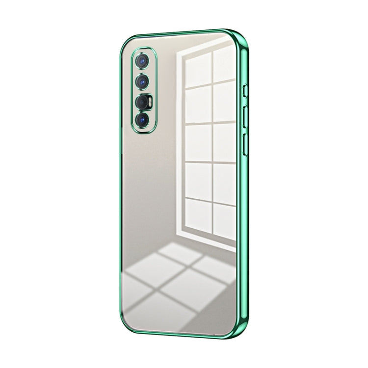 For OPPO Reno3 Pro Transparent Plating Fine Hole Phone Case(Green) - OPPO Cases by buy2fix | Online Shopping UK | buy2fix