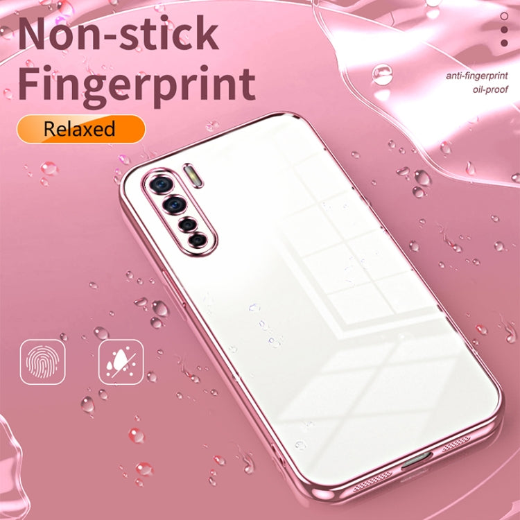 For OPPO A91 Transparent Plating Fine Hole Phone Case(Blue) - OPPO Cases by buy2fix | Online Shopping UK | buy2fix
