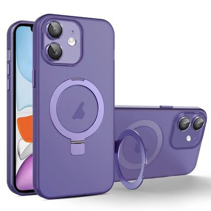 For iPhone 11 MagSafe Holder PC Hybrid TPU Phone Case(Deep Purple) - iPhone 11 Cases by buy2fix | Online Shopping UK | buy2fix