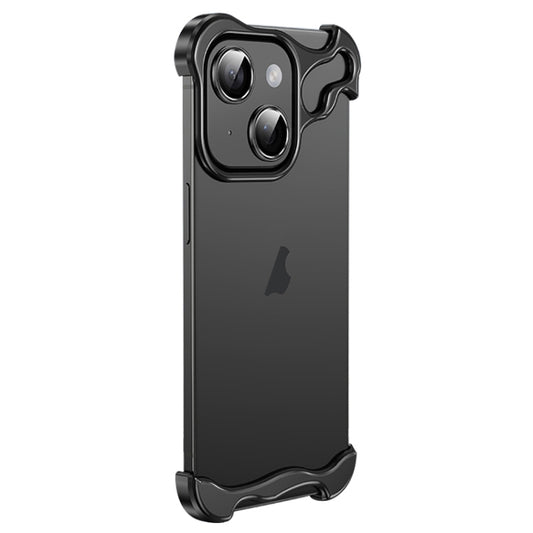 For iPhone 13 Frameless Metal Corner Pad Phone Case with Lens Film(Black) - iPhone 13 Cases by buy2fix | Online Shopping UK | buy2fix