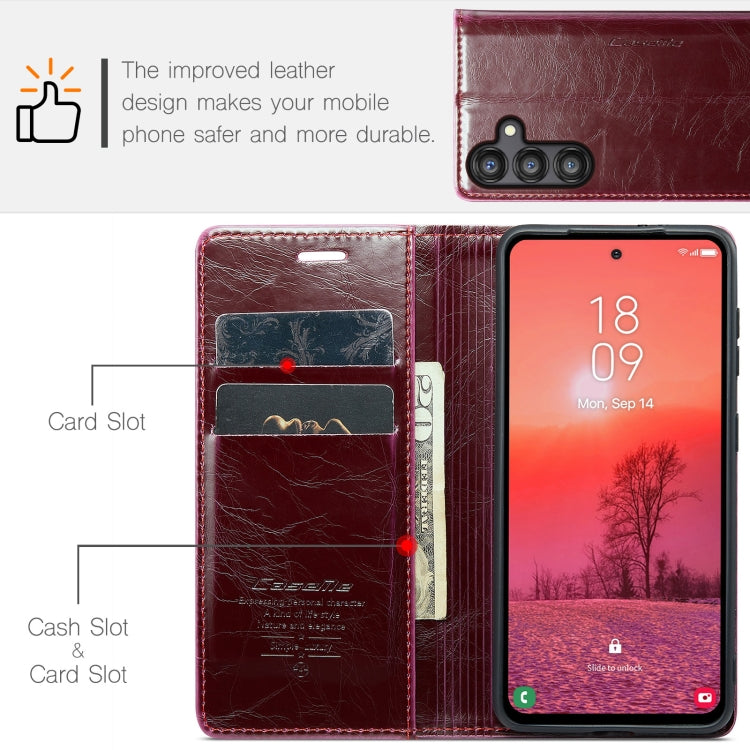 For Samsung Galaxy A35 5G CaseMe 003 Crazy Horse Texture Flip Leather Phone Case(Mulberry Red) - Galaxy Phone Cases by CaseMe | Online Shopping UK | buy2fix