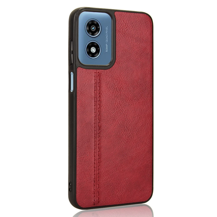 For Motorola Moto G Play 4G 2024 Cow Pattern Sewing Back Cover Phone Case(Red) - Motorola Cases by buy2fix | Online Shopping UK | buy2fix