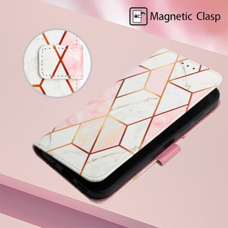 For Motorola Moto G Play 4G 2024 PT003 Marble Pattern Flip Leather Phone Case(Pink White) - Motorola Cases by buy2fix | Online Shopping UK | buy2fix