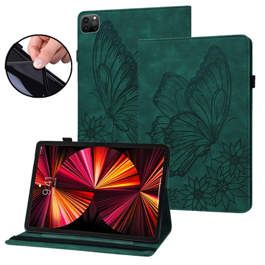 For iPad Pro 12.9 2022 / Air 13 2024 Big Butterfly Embossed Leather Tablet Case(Green) - iPad Pro 12.9 (2022/2021) Cases by buy2fix | Online Shopping UK | buy2fix