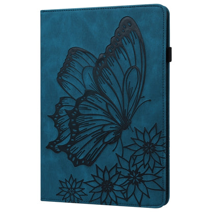 For iPad Pro 12.9 2022 / Air 13 2024 Big Butterfly Embossed Leather Tablet Case(Blue) - iPad Pro 12.9 (2022/2021) Cases by buy2fix | Online Shopping UK | buy2fix