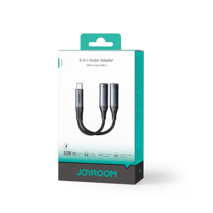 JOYROOM SY-C03 2 in 1 USB-C/Type-C to Dual USB-C/Type-C Audio Adapter Cable(Black) - Type-C Adapter by JOYROOM | Online Shopping UK | buy2fix