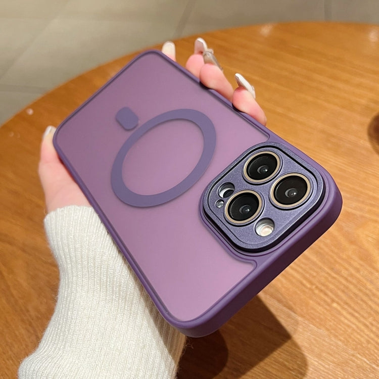 For iPhone 15 Pro MagSafe Skin Feel Phone Case with Lens Film(Purple) - iPhone 15 Pro Cases by buy2fix | Online Shopping UK | buy2fix