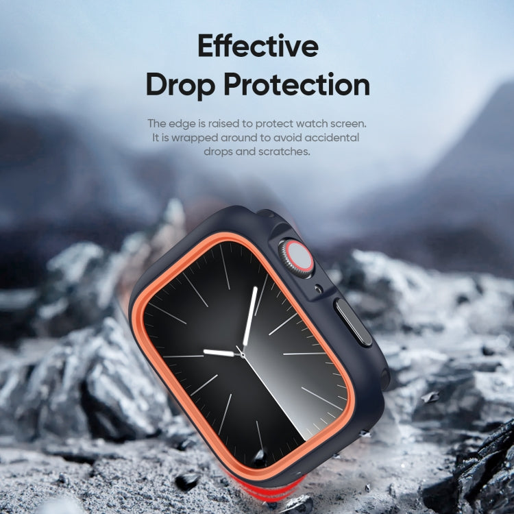 For Apple Watch 9 / 8 / 7 41mm DUX DUCIS Bamo Series Hollow PC + TPU Watch Protective Case(Midnight Blue+Orange) - Watch Cases by DUX DUCIS | Online Shopping UK | buy2fix