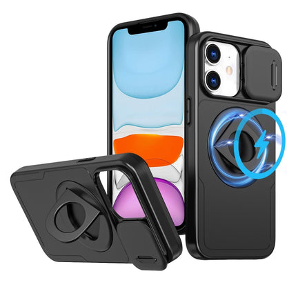 For iPhone 11 Camshield MagSafe Ring Holder Armor Phone Case(Black) - iPhone 11 Cases by buy2fix | Online Shopping UK | buy2fix