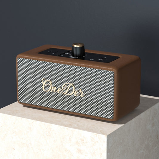 Oneder D3 Retro Leather Casing 30W Dual Units Wireless Bluetooth Speaker(Brown) - Desktop Speaker by OneDer | Online Shopping UK | buy2fix