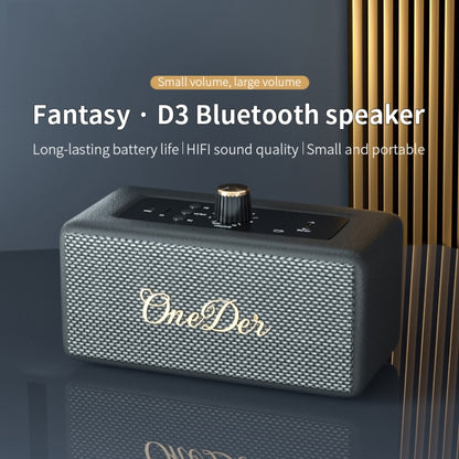 Oneder D3 Retro Leather Casing 30W Dual Units Wireless Bluetooth Speaker(Black) - Desktop Speaker by OneDer | Online Shopping UK | buy2fix