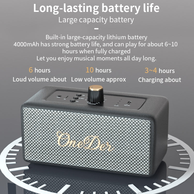 Oneder D3 Retro Leather Casing 30W Dual Units Wireless Bluetooth Speaker(Black) - Desktop Speaker by OneDer | Online Shopping UK | buy2fix