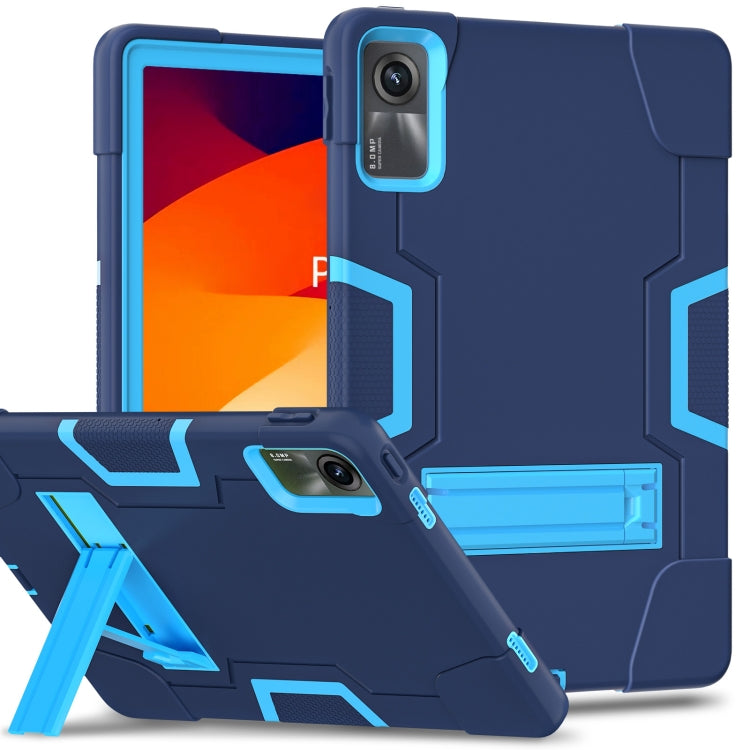 For Xiaomi Redmi Pad SE 11 2023 Contrast Color Silicone Hybrid PC Tablet Case with Holder(Navy Blue Blue) - More Tablet Cases by buy2fix | Online Shopping UK | buy2fix