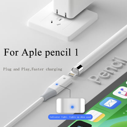 For Apple Pencil 1 USB to 8 Pin Stylus Charging Cable with Indicator Light, Length:0.5m(White) - Pencil Accessories by buy2fix | Online Shopping UK | buy2fix