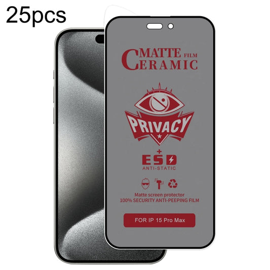 For iPhone 15 Pro Max 25pcs Full Coverage Frosted Privacy Ceramic Film - iPhone 15 Pro Max Tempered Glass by buy2fix | Online Shopping UK | buy2fix