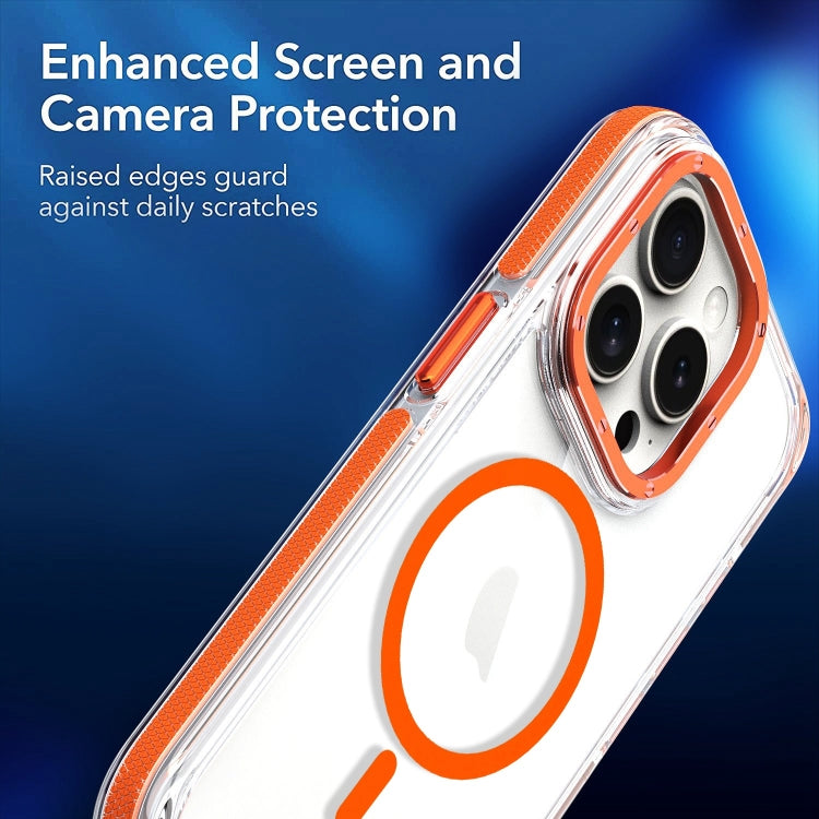 For iPhone 16 Pro Dual-Color Clear Acrylic Hybrid TPU MagSafe Phone Case(Orange) - iPhone 16 Pro Cases by buy2fix | Online Shopping UK | buy2fix