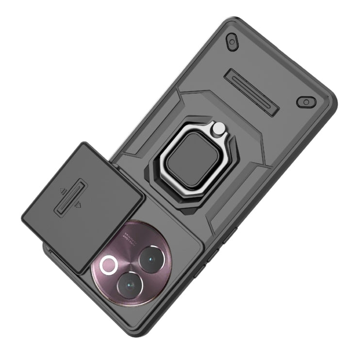 For vivo V30e 5G Global Sliding Camshield TPU + PC Shockproof Phone Case with Holder(Black) - vivo Cases by buy2fix | Online Shopping UK | buy2fix