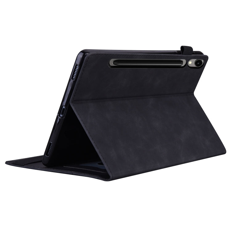 For Samsung Galaxy Tab S9 / S8 / S7 Splicing Shockproof Smart Leather Tablet Case(Black) - Galaxy Tab S9 Cases by buy2fix | Online Shopping UK | buy2fix