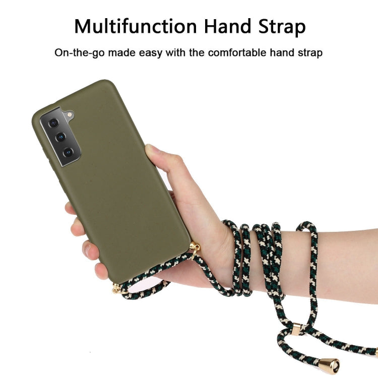 For Samsung Galaxy A15 5G Wheat Straw Material + TPU Phone Case with Lanyard(Army Green) - Galaxy Phone Cases by buy2fix | Online Shopping UK | buy2fix