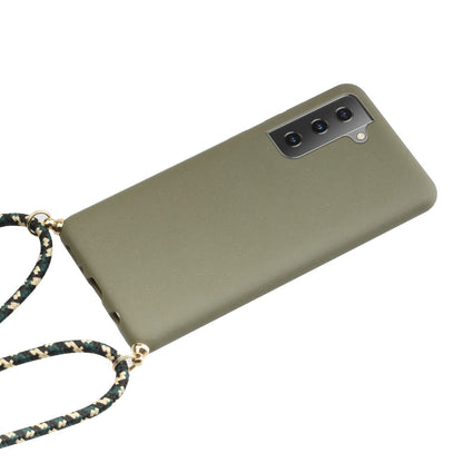 For Samsung Galaxy A55 5G Wheat Straw Material + TPU Phone Case with Lanyard(Army Green) - Galaxy Phone Cases by buy2fix | Online Shopping UK | buy2fix