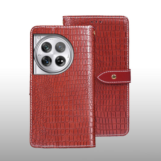 For OnePlus 12 idewei Crocodile Texture Leather Phone Case(Red) - OnePlus Cases by idewei | Online Shopping UK | buy2fix