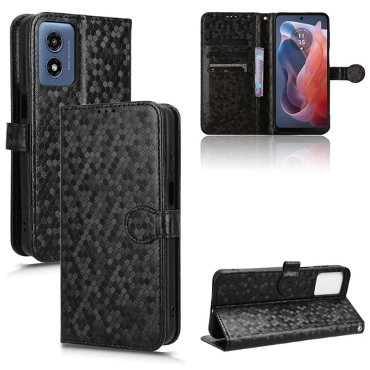 For Motorola Moto G Play 4G 2024 Honeycomb Dot Texture Leather Phone Case(Black) - Motorola Cases by buy2fix | Online Shopping UK | buy2fix