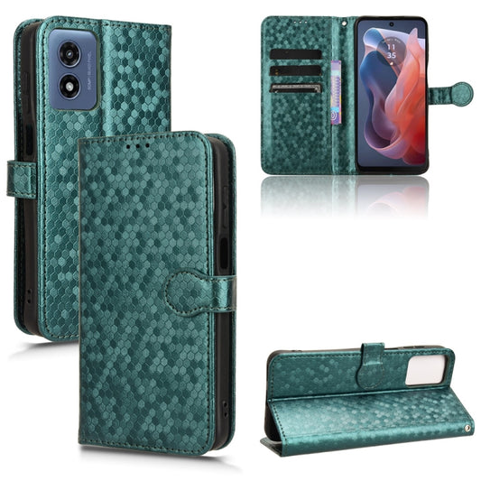 For Motorola Moto G Play 4G 2024 Honeycomb Dot Texture Leather Phone Case(Green) - Motorola Cases by buy2fix | Online Shopping UK | buy2fix