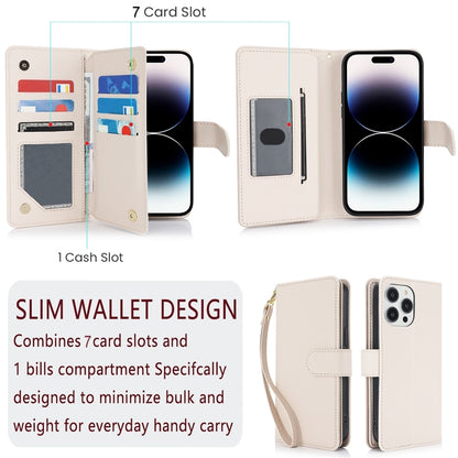 For iPhone 16 Pro Multi-Card Wallet RFID Leather Phone Case(Apricot) - iPhone 16 Pro Cases by buy2fix | Online Shopping UK | buy2fix