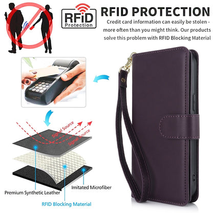 For Samsung Galaxy S24+ / S25+ 5G Multi-Card Wallet RFID Leather Phone Case(Dark Purple) - Galaxy S24+ 5G Cases by buy2fix | Online Shopping UK | buy2fix