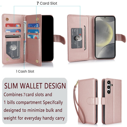 For Samsung Galaxy S24 / S25 5G Multi-Card Wallet RFID Leather Phone Case(Rose Gold) - Galaxy S24 5G Cases by buy2fix | Online Shopping UK | buy2fix