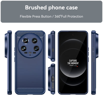 For Xiaomi 14 Ultra Brushed Texture Carbon Fiber TPU Phone Case(Blue) - 14 Ultra Cases by buy2fix | Online Shopping UK | buy2fix