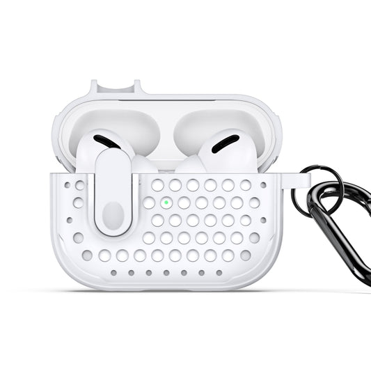 For AirPods Pro DUX DUCIS PECM Series Split Peak Hollow Earphone Case with Hook(White) - For AirPods Pro by DUX DUCIS | Online Shopping UK | buy2fix