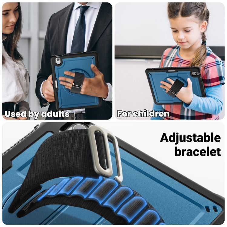 For iPad Air 11 2024 Honeycomb Hand Grip Turntable Stand Tablet Case(Navy Blue) - iPad Air 11 2024 Cases by buy2fix | Online Shopping UK | buy2fix