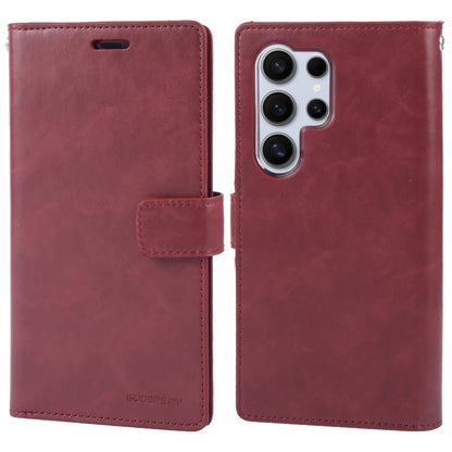 For Samsung Galaxy S24 Ultra 5G GOOSPERY MANSOOR DIARY 9 Card Slots Leather Phone Case(Wine Red) - Galaxy S24 Ultra 5G Cases by GOOSPERY | Online Shopping UK | buy2fix