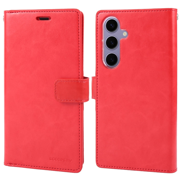 For Samsung Galaxy S24 5G GOOSPERY MANSOOR DIARY 9 Card Slots Leather Phone Case(Red) - Galaxy S24 5G Cases by GOOSPERY | Online Shopping UK | buy2fix