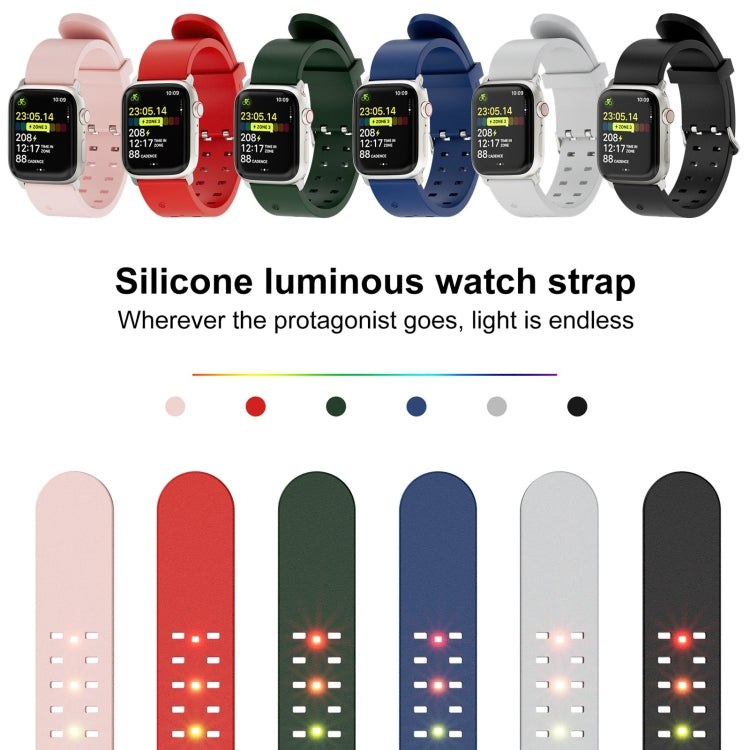 For Apple Watch SE 44mm Luminous Colorful Light Silicone Watch Band(Red) - Watch Bands by buy2fix | Online Shopping UK | buy2fix