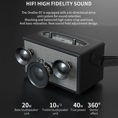 Oneder D7 Bluetooth Speaker Outdoor Karaoke Wireless Speakers With Two Mic(Black) - Desktop Speaker by OneDer | Online Shopping UK | buy2fix