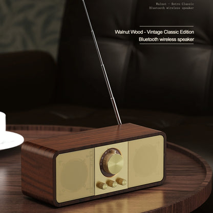 OneDer JY82 Wooden Retro Styling Wireless Speaker HIFI Classic FM Radio Support TF / U-Disk / AUX(Walnut Wood) - Desktop Speaker by OneDer | Online Shopping UK | buy2fix