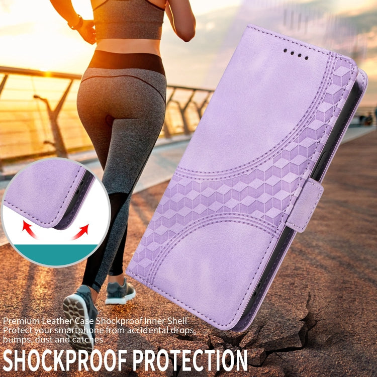 For iPhone 16 Pro Max Embossed Rhombus Starry Leather Phone Case(Purple) - iPhone 16 Pro Max Cases by buy2fix | Online Shopping UK | buy2fix