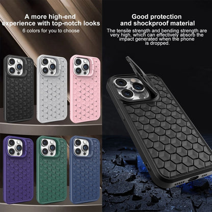 For iPhone 14 Pro Max Honeycomb Radiating Lens Holder Magsafe Phone Case(Purple) - iPhone 14 Pro Max Cases by buy2fix | Online Shopping UK | buy2fix