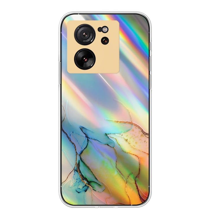 For Xiaomi 13T / 13T Pro Laser Marble Pattern Clear TPU Protective Phone Case(Yellow) - Xiaomi Cases by buy2fix | Online Shopping UK | buy2fix
