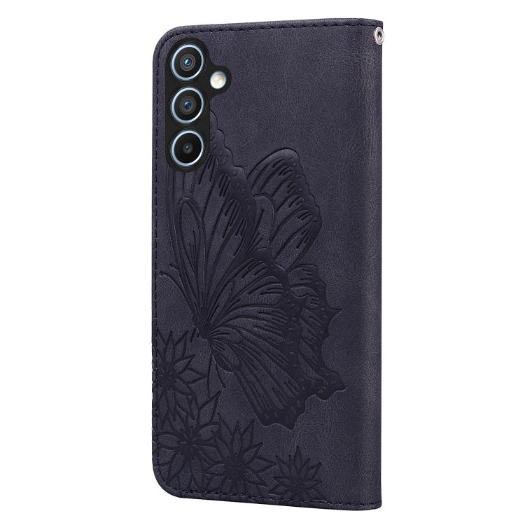 For Samsung Galaxy A55 5G Retro Skin Feel Butterflies Embossing Horizontal Flip Leather Phone Case(Black) - Galaxy Phone Cases by buy2fix | Online Shopping UK | buy2fix