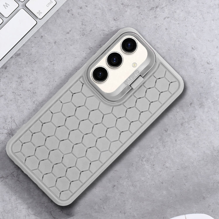 For Samsung Galaxy S24 5G Honeycomb Radiating Lens Holder Magsafe Phone Case(Grey) - Galaxy S24 5G Cases by buy2fix | Online Shopping UK | buy2fix