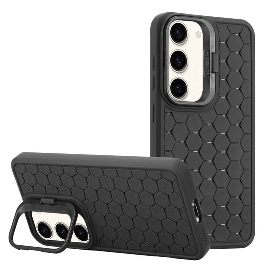 For Samsung Galaxy S23+ 5G Honeycomb Radiating Lens Holder Magsafe Phone Case(Black) - Galaxy S23+ 5G Cases by buy2fix | Online Shopping UK | buy2fix